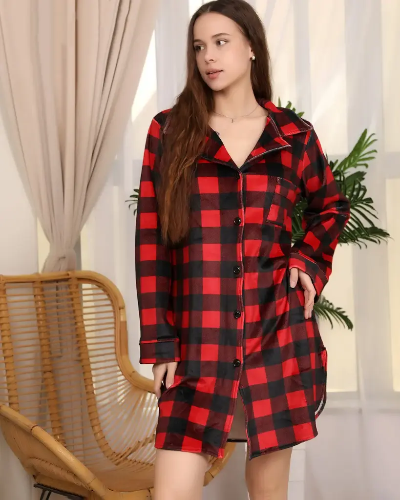 E0451 Velvet Night Shirt (M, نبيتي)