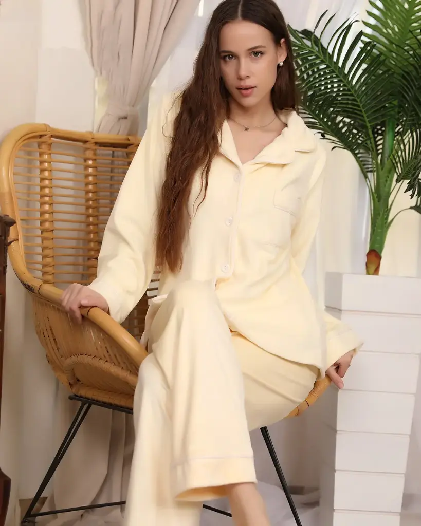 E4494 - Plain Classic Pajama Black yellow (M)