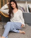 Classic Heart Print Long-Sleeve Cotton Pajamas