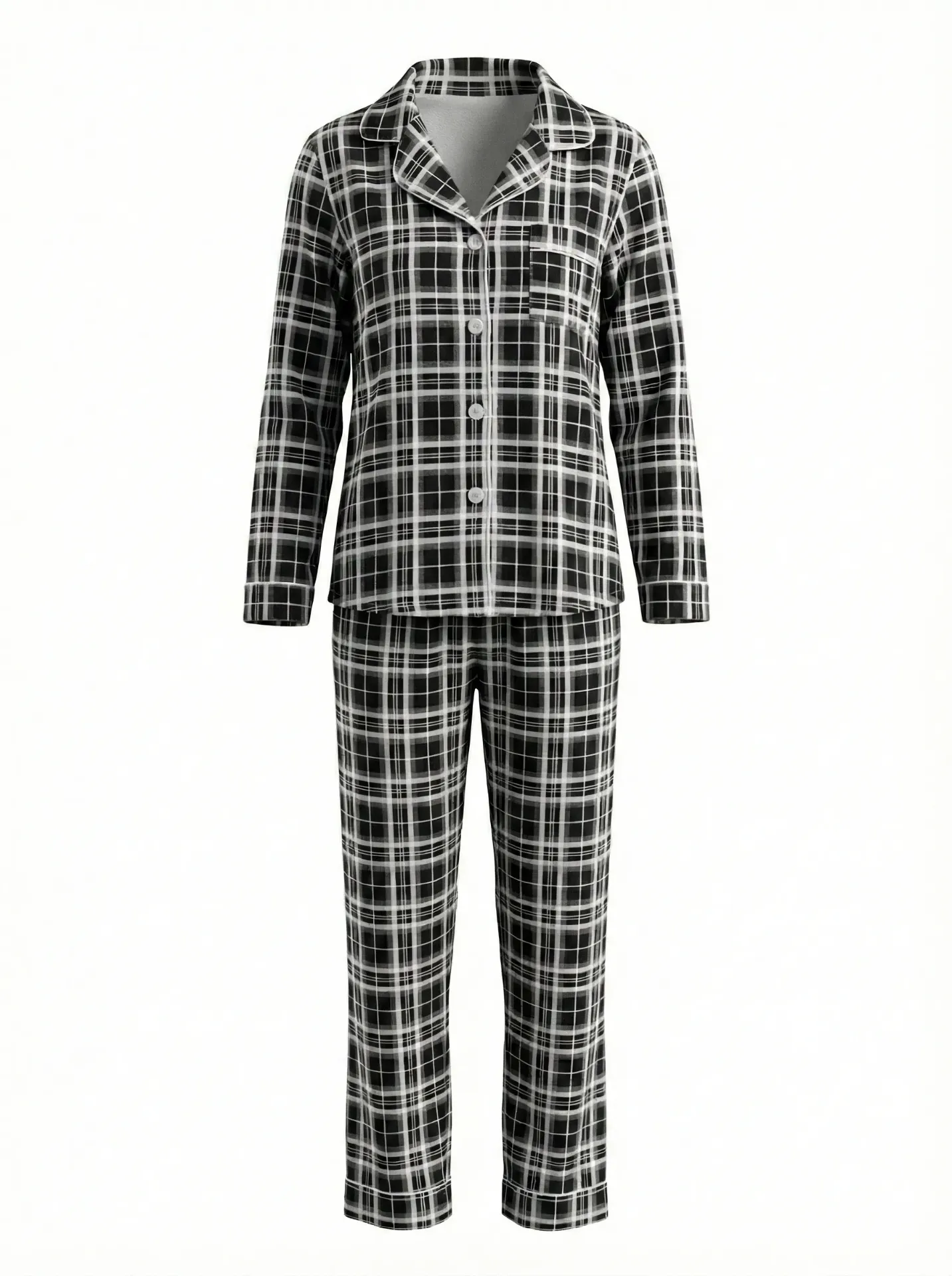 E4609 Classic Plaid Velvet Winter Pajamas (M)