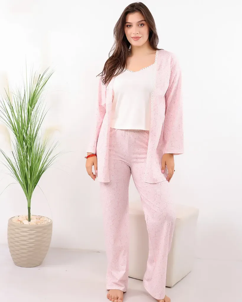 [E4643-09] Cotton Set 3 Pcs - Branches (روز, M)