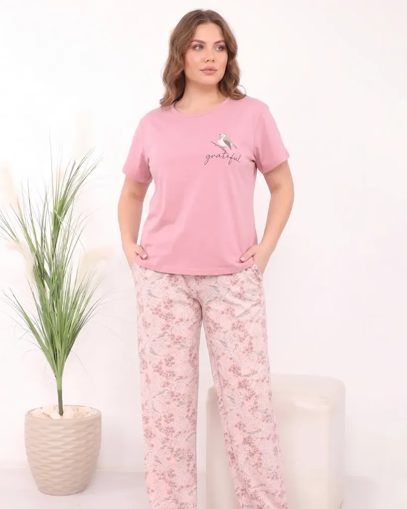 [E4646-01] Grateful Cotton Pajama Plus Size (كشمير, 3XL)