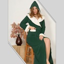 E5125 Velvet Robe - Faux Fur Trim Hooded 