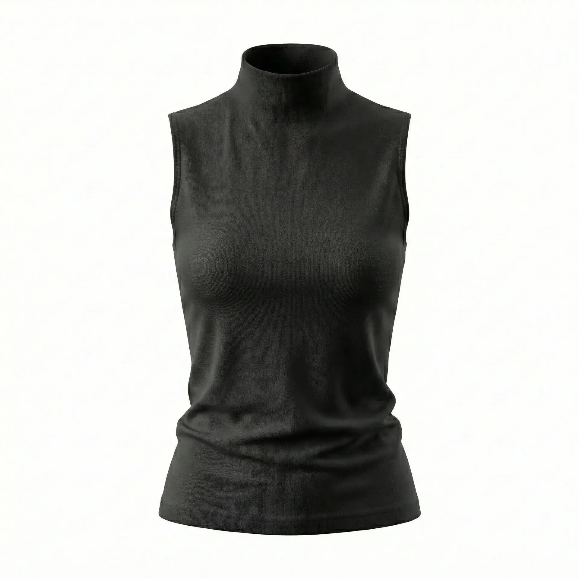 [A2010-05] High Neck Cut Top (M, اسود)