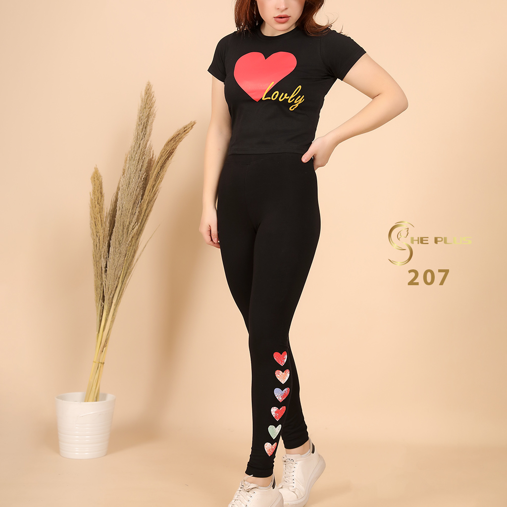 NG207 Cotton Sportwear Set Lovly (اسود, M)