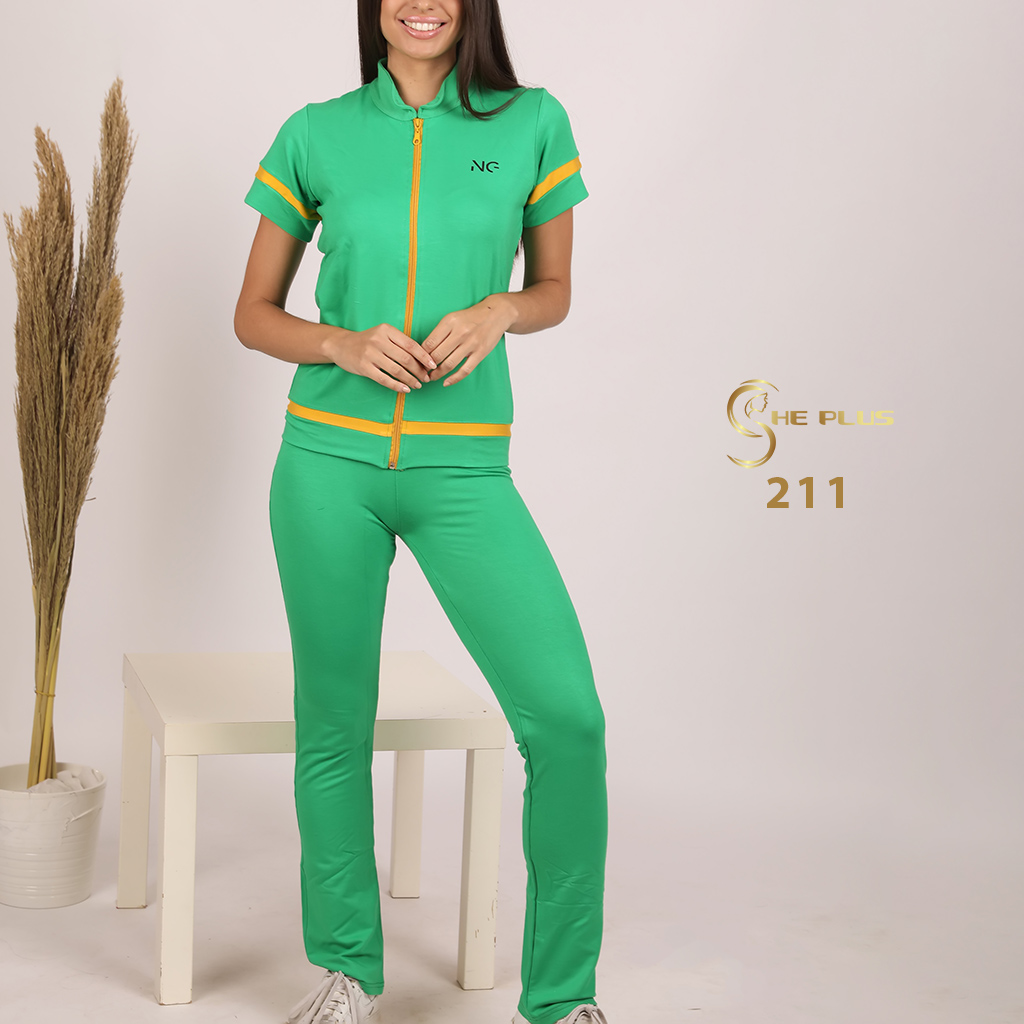 NG211 طقم رياضي قطن بسوستة (اخضر, M)