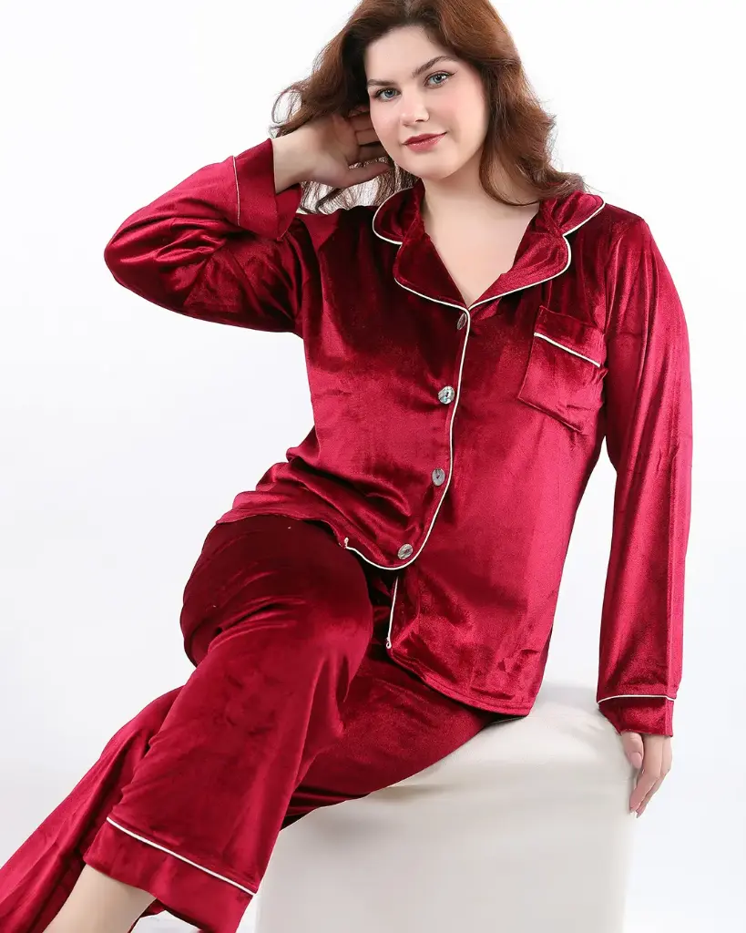 E4497 Classic Plain Velvet Pajamas