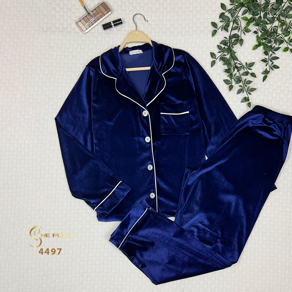 E4497 Classic Plain Velvet Pajamas