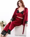 E4498 3-Piece Velvet Lounge Set - Black Lace