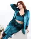 E4498 3-Piece Velvet Lounge Set - Black Lace