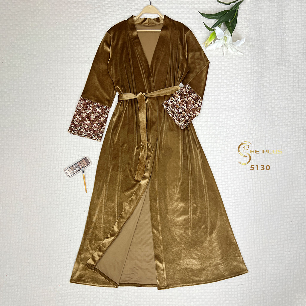 E5130 French Velvet Robe - Embroidered Guipure 