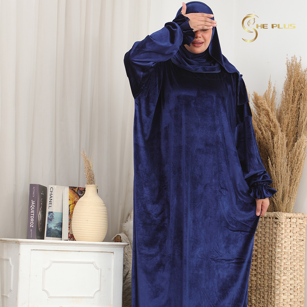 E6002 إسدال قطيفة - فري سايز كشكشة ملكي