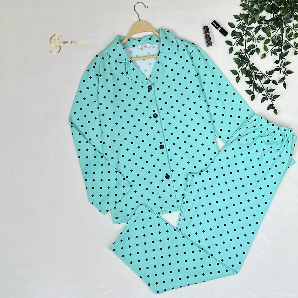 E4506 بيجامة كلاسيك قطن Dotted