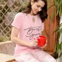 E4454 بيجامة بنتاكور قطن مقلم Dont Give Up