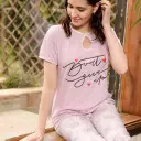 E4454 بيجامة بنتاكور قطن مقلم Dont Give Up