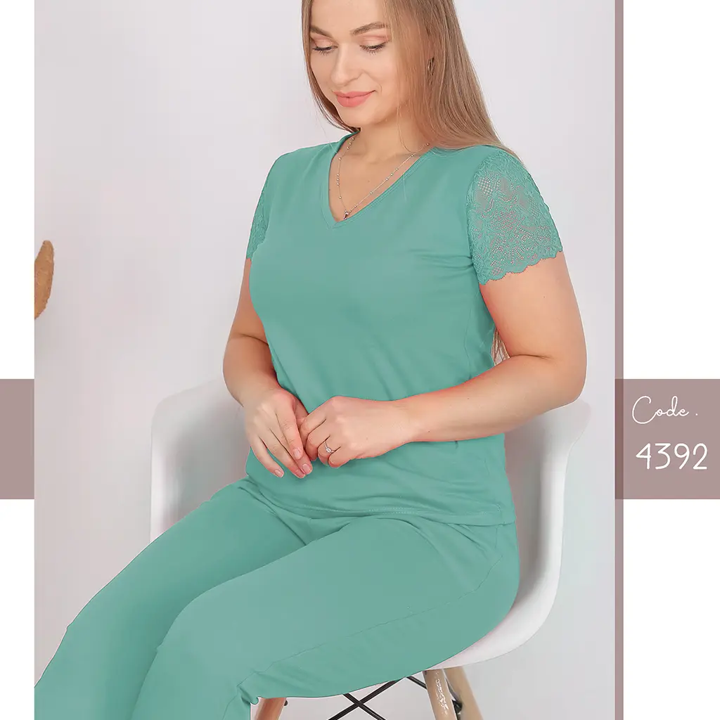 E4392 بيجامة بنطلون قطن 