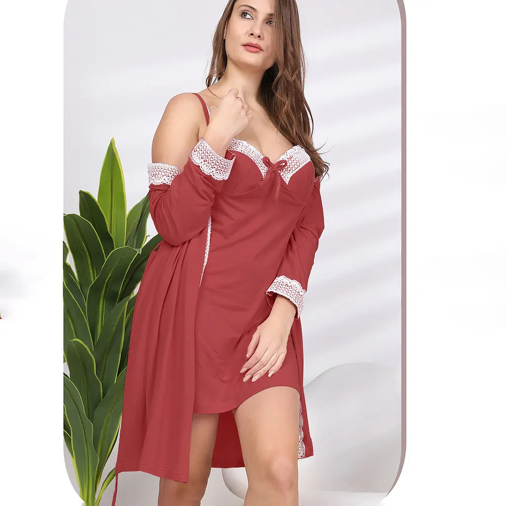 E0150 قميص قصير و روب قطن بالجبير