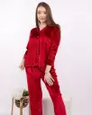 E4507 Classic Velvet Pajamas - Lace Trim