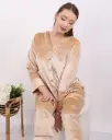 E4507 Classic Velvet Pajamas - Lace Trim