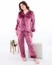 E4507 Classic Velvet Pajamas - Lace Trim