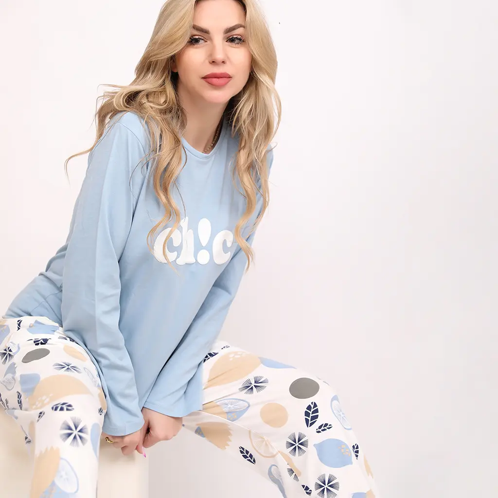 E4520 Cotton Pajama Chic (M, لبني)
