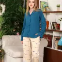E4521 بيجامة كلاسيك قطن Sharks & Plain