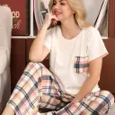 E4522 بيجامة بنطلون قطن كاروه