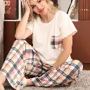 E4522 بيجامة بنطلون قطن كاروه