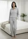 E4524 Jacquard Pajamas - Zip Collar