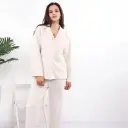 E4529 بيجامة كلاسيك - قطيفة مضلعة