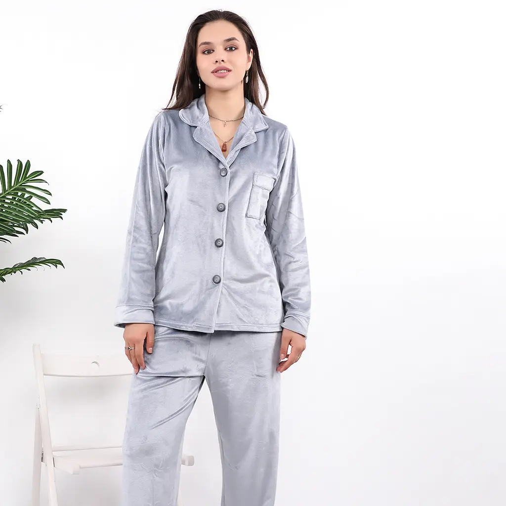 E4530 Classic Plain Velvet Pajamas (M)