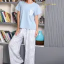 E4537 Cotton Summer Pajama Leaves 