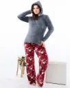E4546 Hooded Sweatshirt Pajamas - Floral