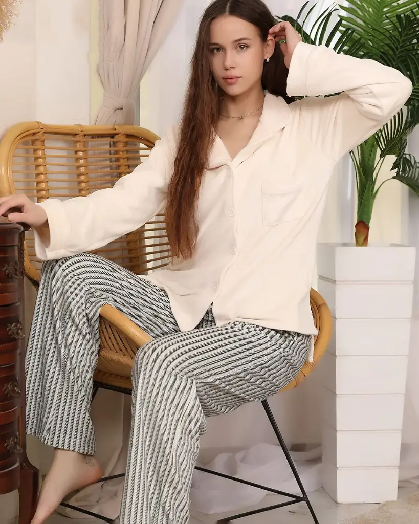 E4561 Classic Shirt Pajamas - Striped (M)