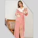 E5125 Velvet Robe - Faux Fur Trim Hooded 