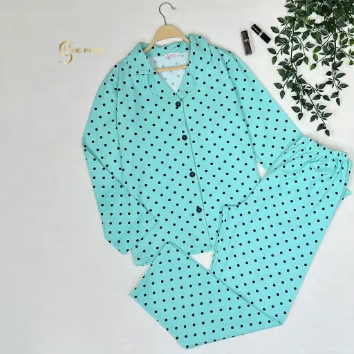E4506 بيجامة كلاسيك قطن Dotted