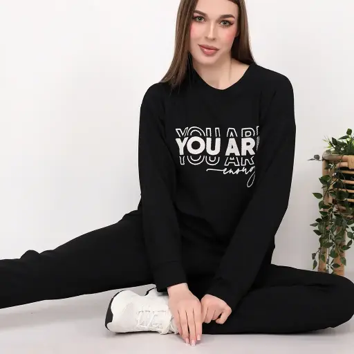 E4516 بيجامة جاكار قطن You Are Enough