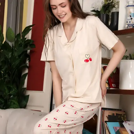 E4535 Classic Cotton Pajama Cherry